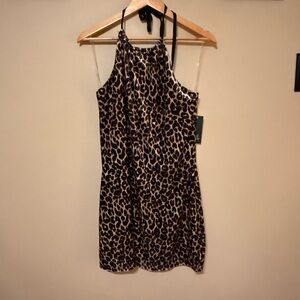 Halter Velvet leopard print dress